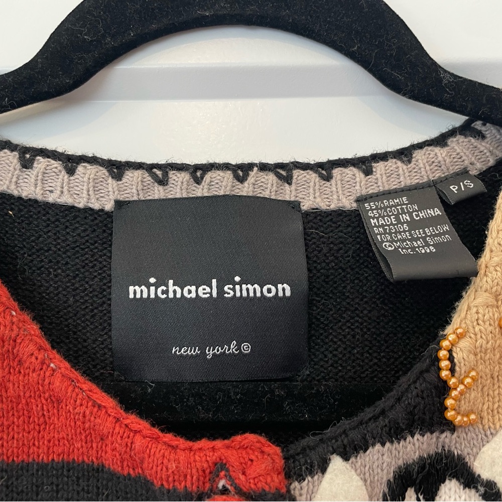 Michael Simon Patchwork Dog Lover Sweater Small P… - image 2